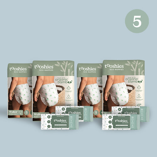 Size 5 Walker Nappy & Wipes Bundle 1318kg tooshies Tooshies